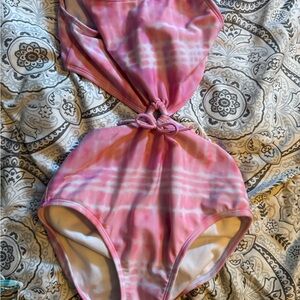 Pink Tie-Dye Kids One Piece Swimsuit
